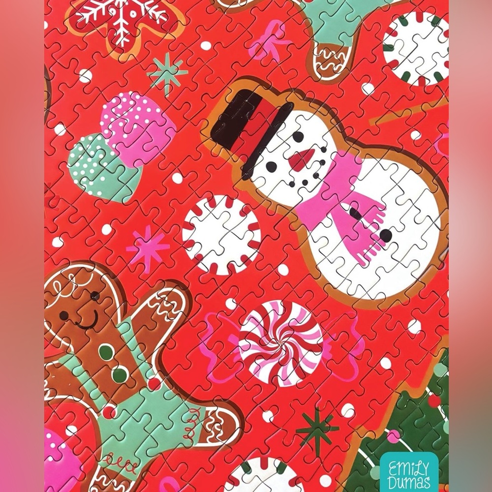 EMILY DUMAS NWT festive holiday puzzle -red -1000pc candy cane gingerbread Santa